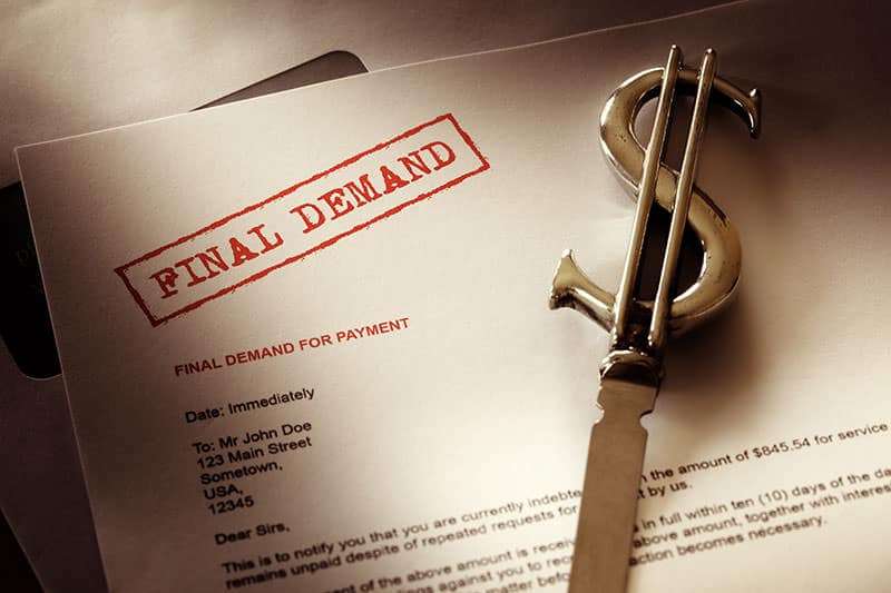 A piece of paper with the words " final demand ".